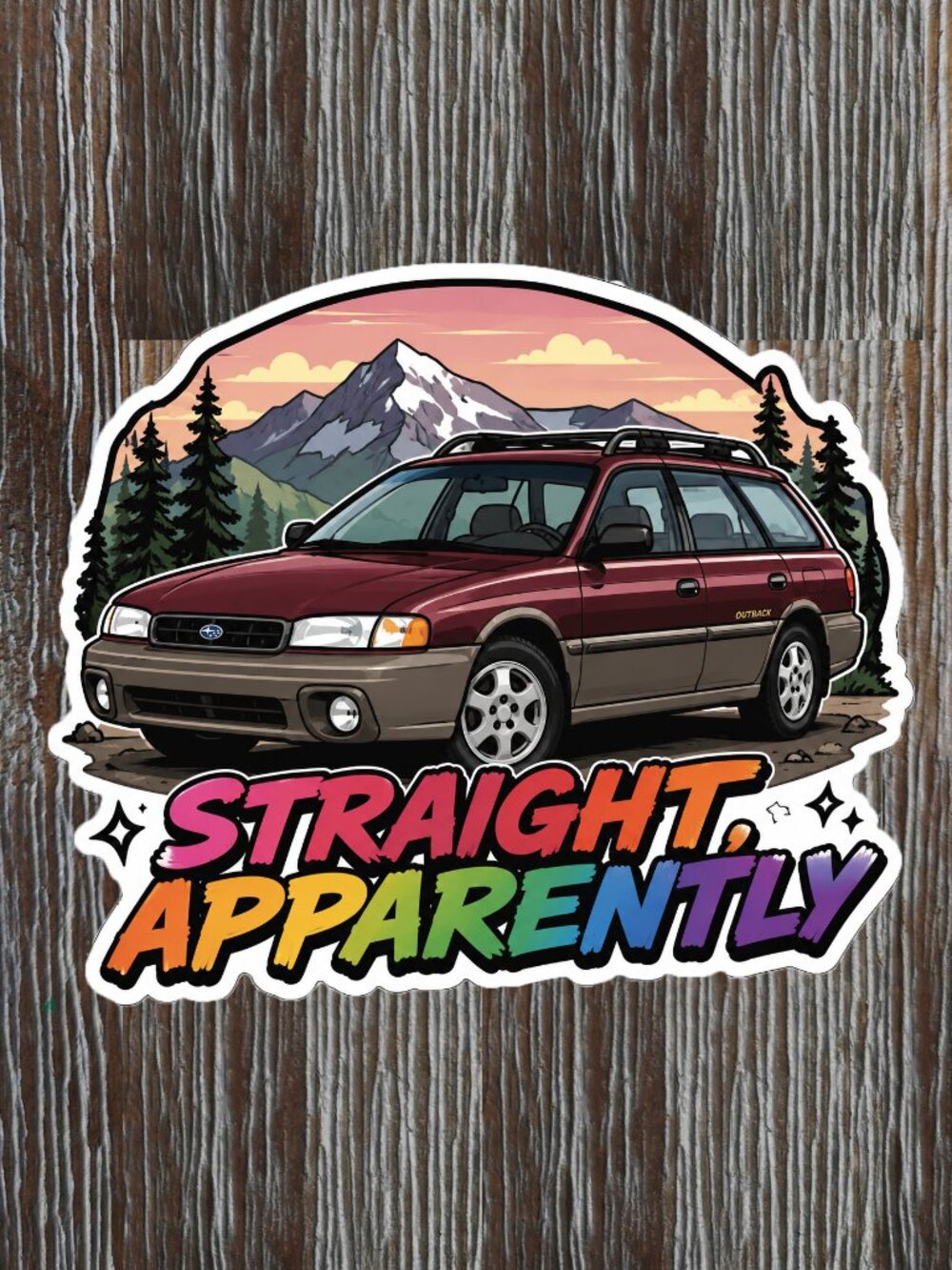 SUBARU NOT A LESBIAN STRAIGHT APPARENTLY Funny Sticker Vinyl Decal